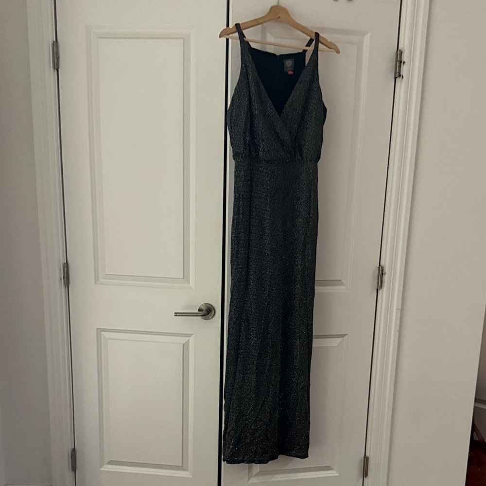 Vince Camuto Black and Silver Maxi Dress